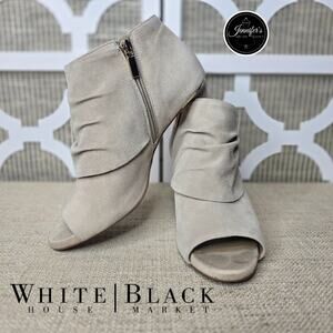 White House Black Market Biscotti Lauryn Side Bow Suede Shootie Size 7.5M